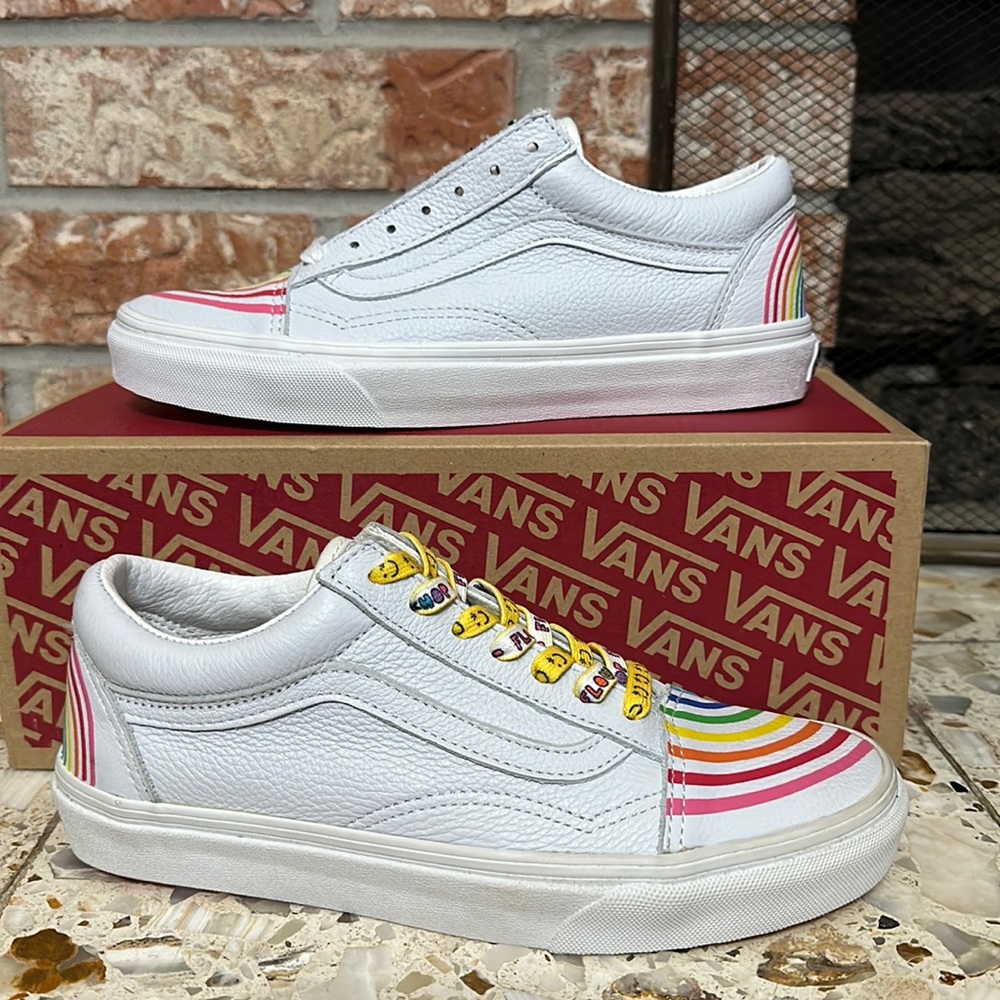 Vans old skool flour shop rainbow true white